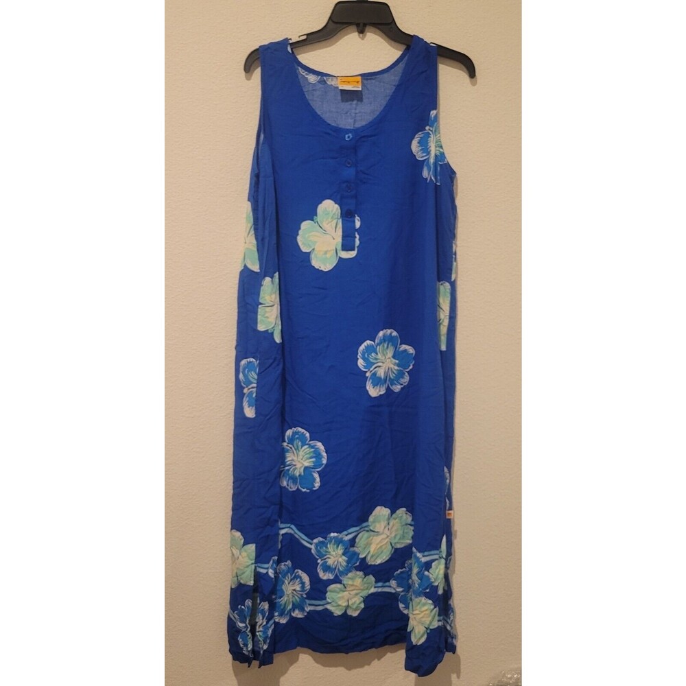Done Down Under Blue Floral Print Sleeveless Maxi Dress Sleeveless Tropical XXL